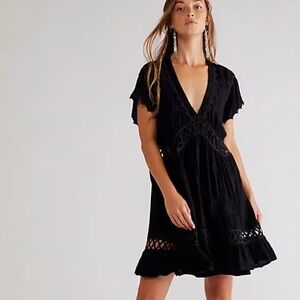 Free People Embroidered Mini Dress | Black